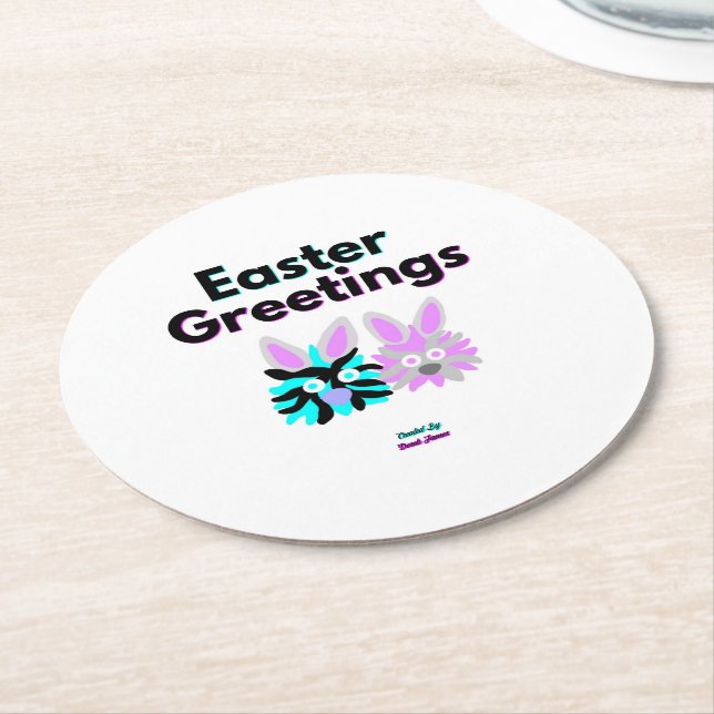 Bunny Fuzzies Round Paper Coaster (Angled)
