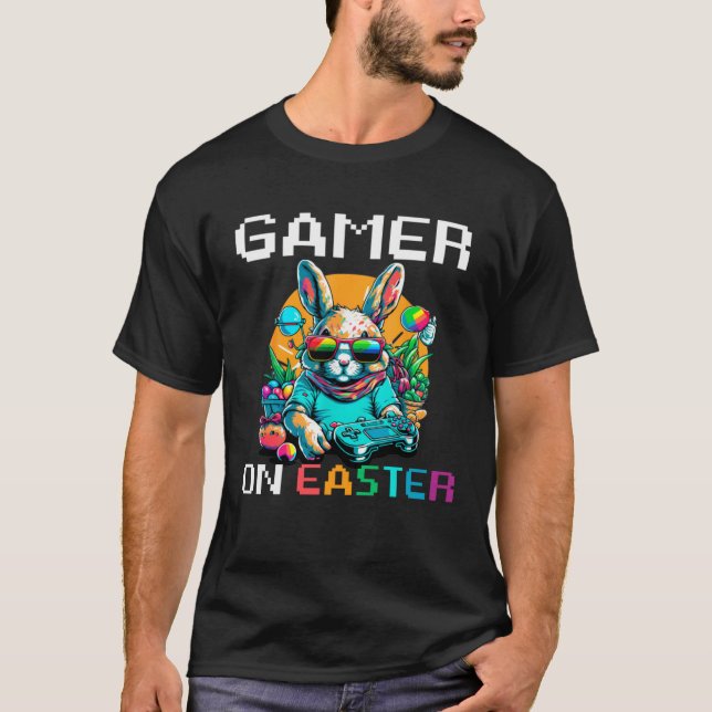 Bunny Game Controller Easter Day Gamer Easter  For T-Shirt (Front)
