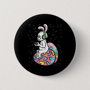 Bunny Gamer Easter Gaming Game Controller Egg Hunt 6 Cm Round Badge