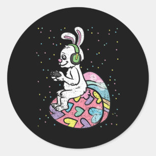 Bunny Gamer Easter Gaming Game Controller Egg Hunt Classic Round Sticker