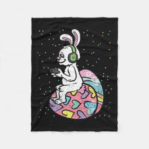 Bunny Gamer Easter Gaming Game Controller Egg Hunt Fleece Blanket