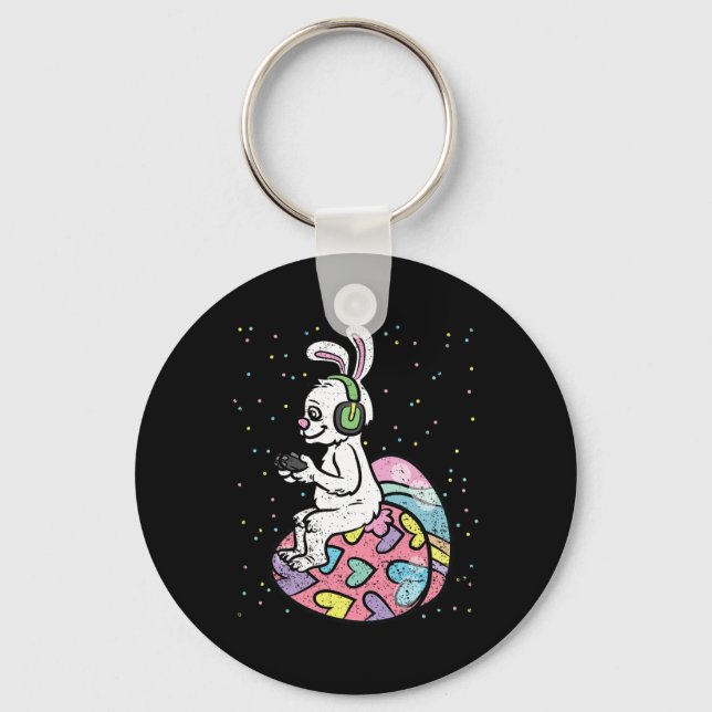 Bunny Gamer Easter Gaming Game Controller Egg Hunt Key Ring (Front)