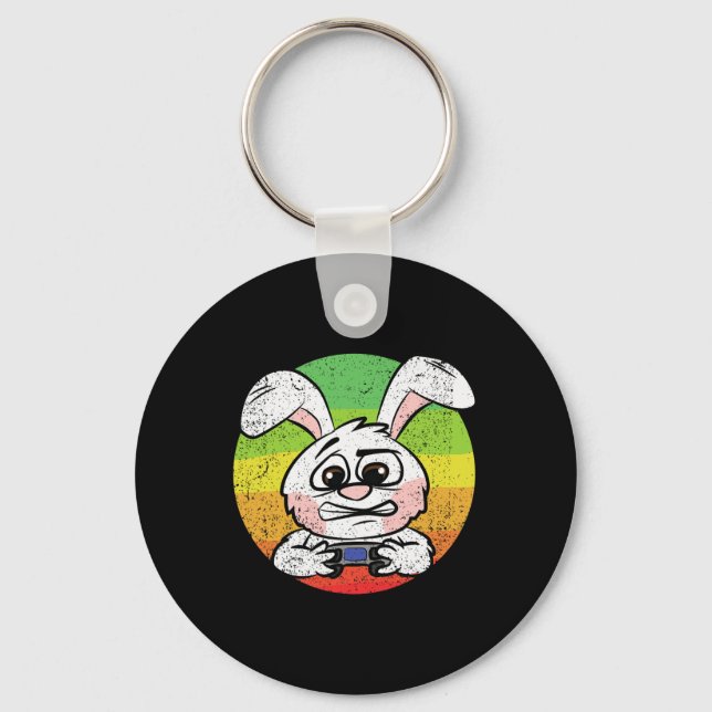 Bunny Gaming Easter Egg Hunting Video-game Control Key Ring (Front)