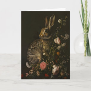 Bunny Garden Dark Academia, Dark Botanical Wall Card