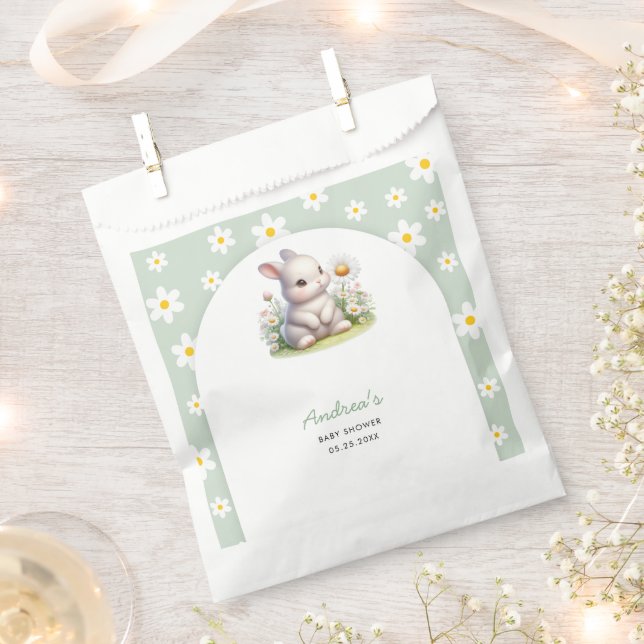 Bunny Gender Neutral Baby Shower Favour Bag (Clipped)