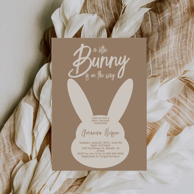  Bunny Gender Neutral Modern Script Baby Shower Invitation (Creator Uploaded)