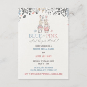 Bunny Gender Reveal Baby Shower Invitation
