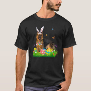 Bunny German Shepherd With Egg Basket Easter Hunti T-Shirt