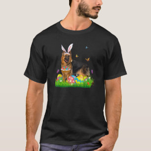 Bunny German Shepherd With Egg Basket Easter Hunti T-Shirt