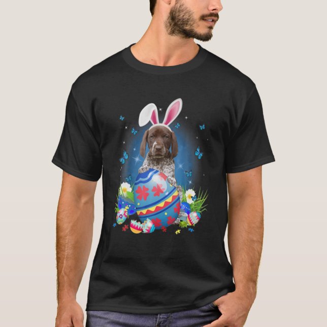 Bunny German Shorthaired Pointer With Egg Basket E T-Shirt (Front)