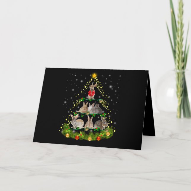Bunny Gift | Bunny Rabbit Christmas Tree Light Card (Front)