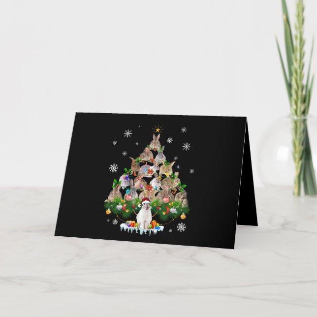 Bunny Gift | Cute Rabbit Christmas Tree Snow Card (Front)