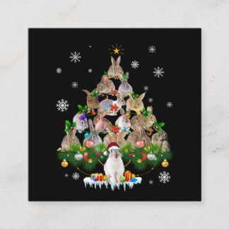 Bunny Gift | Cute Rabbit Christmas Tree Snow Square Business Card
