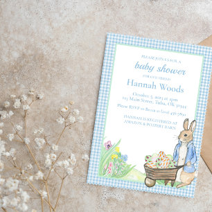 Bunny Gingham Spring Easter Baby Shower Invitation