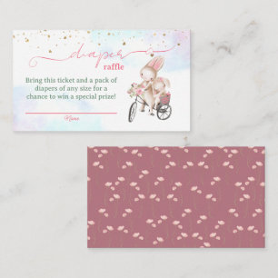 Bunny Girl Baby Shower Diaper Raffle Tickets Enclosure Card