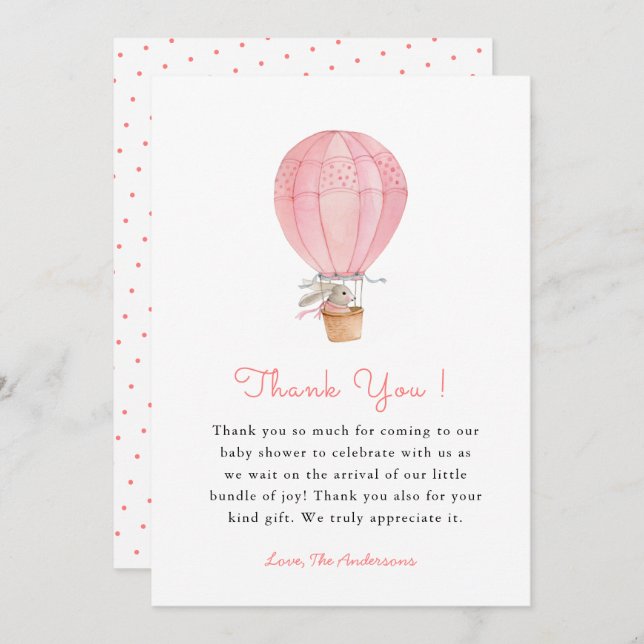 Bunny  Girl Baby shower Thank you (Front/Back)