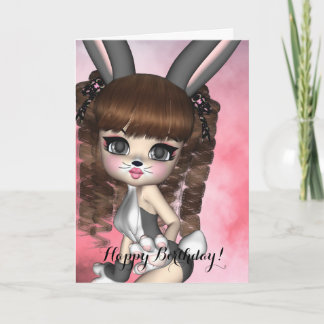 Bunny Girl Birthday Card