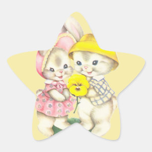 Bunny Girl+Boy Star Sticker