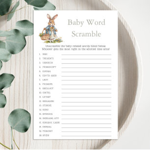 Bunny Girl Greenery Baby Shower Baby Word Scramble
