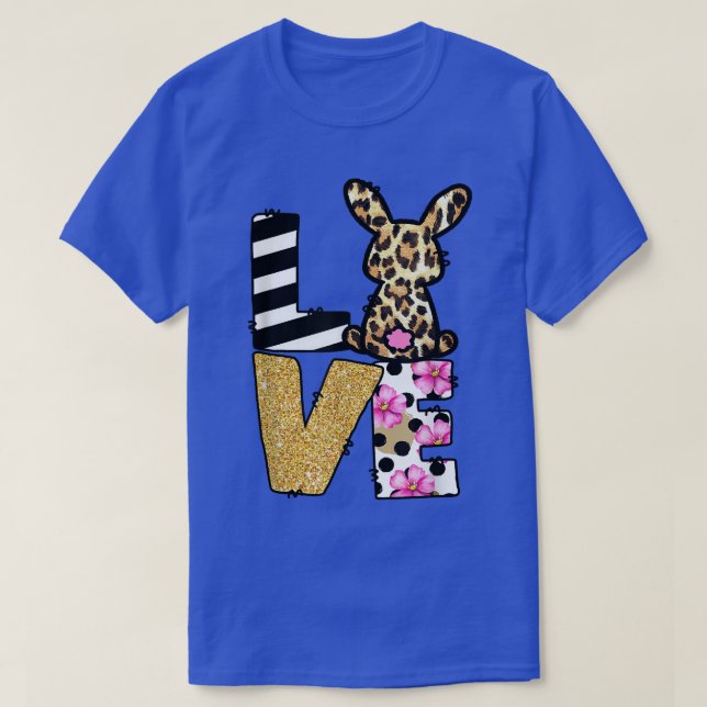 Bunny Gnome Love Leopard Bunny Easter Holidays  T-Shirt (Design Front)