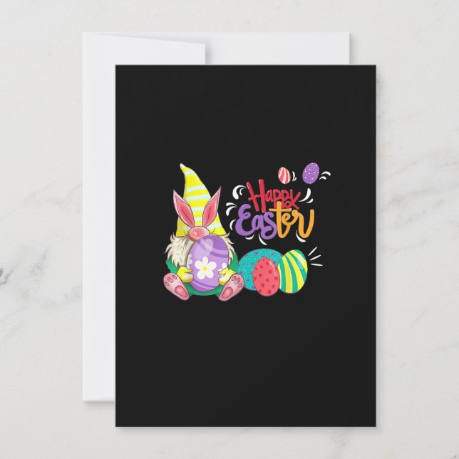 Bunny Gnome Rabbit Eggs Hunting Funny Happy Easter Invitation (Front)