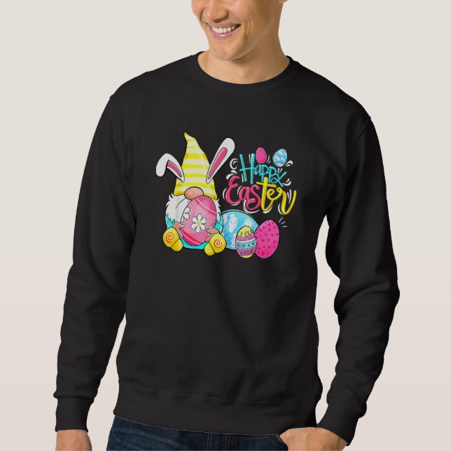 Bunny Gnome Rabbit Eggs Hunting Happy Easter Day F Sweatshirt (Front)