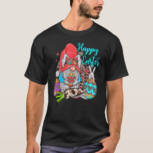 Bunny Gnome Rabbit Eggs Hunting Happy Easter Day F T-Shirt (Front)