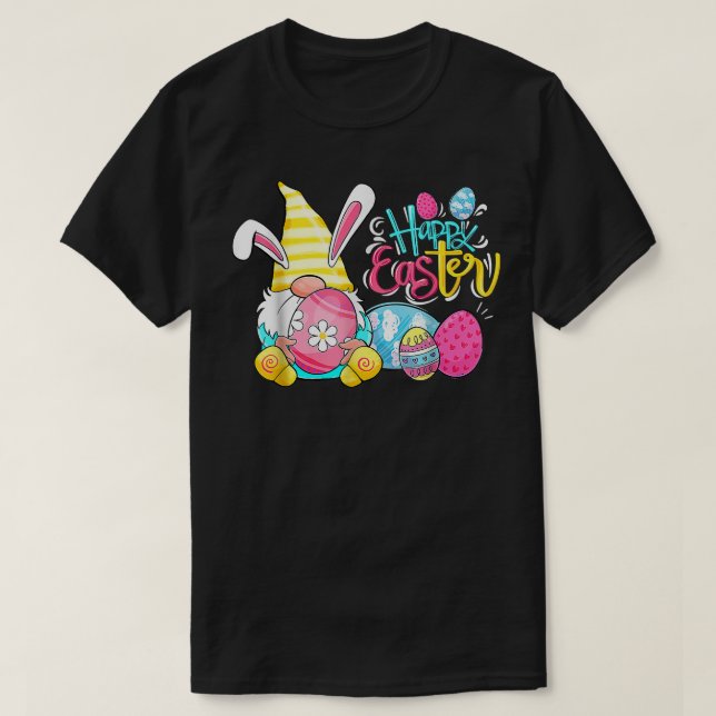Bunny Gnome Rabbit Eggs Hunting Happy Easter Day F T-Shirt (Design Front)