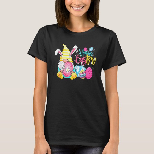 Bunny Gnome Rabbit Eggs Hunting Happy Easter Day F T-Shirt (Front)