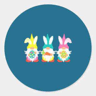 Bunny Gnome Trio Easter Eggs Classic Round Sticker