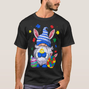 Bunny Gnome With Puzzle Piece Autism Awareness Eas T-Shirt