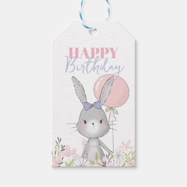 Bunny Happy Birthday | Favour tags (Front)