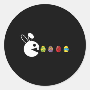 Bunny Happy Easter Egg Hunting Video-game Gamer Classic Round Sticker
