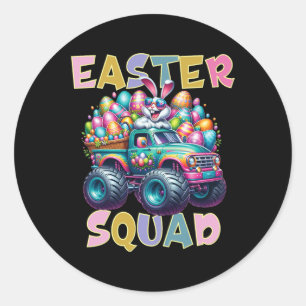Bunny Happy Easter Monster Truck Lovers Egg Huntin Classic Round Sticker