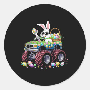 Bunny Happy Easter Monster Truck Lovers Kids Boys  Classic Round Sticker