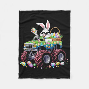 Bunny Happy Easter Monster Truck Lovers Kids Boys  Fleece Blanket