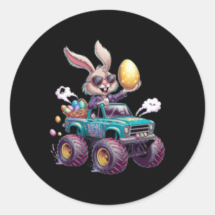 Bunny Happy Easter Monster Truck Lovers Kids Classic Round Sticker