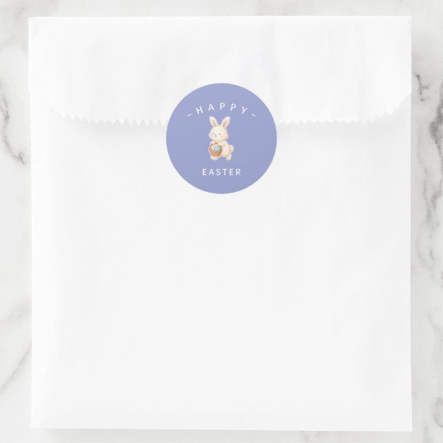 Bunny Happy Easter Round Stickers (Bag)