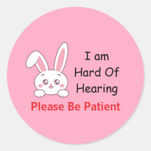 Bunny Hard of Hearing Classic Round Sticker