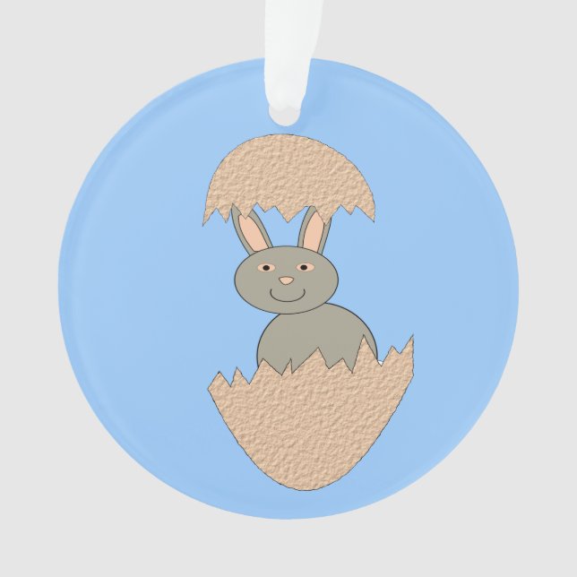 Bunny Hatching from Egg Weird Acrylic Ornament (Front)
