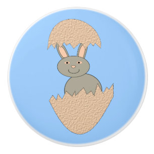 Bunny Hatching from Egg Weird Ceramic Knob