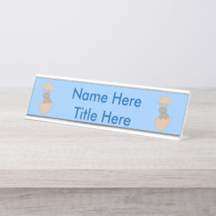 Bunny Hatching from Egg Weird Custom Desk Name Plate