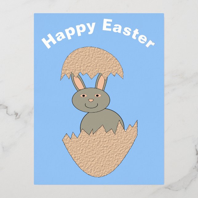 Bunny Hatching from Egg Weird Custom Easter Foil Holiday Postcard (Front)
