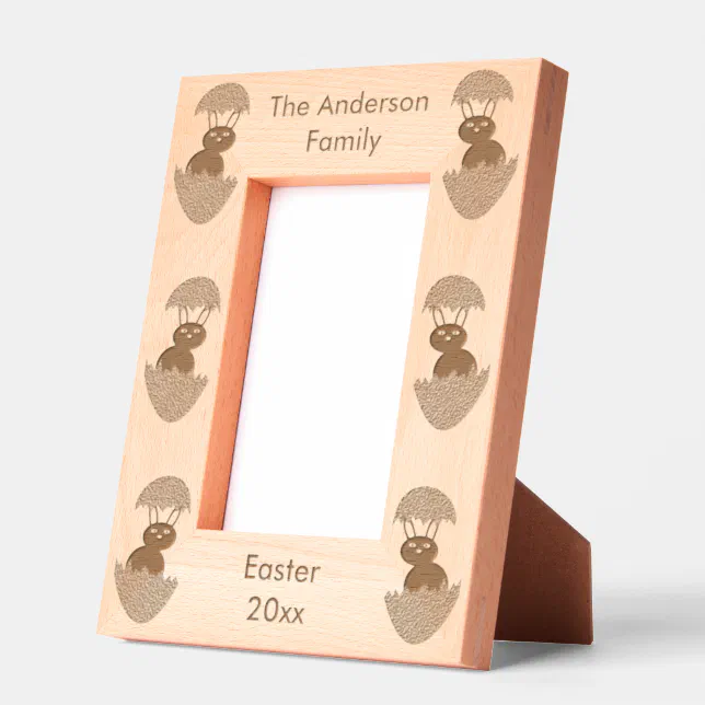 Bunny Hatching from Egg Weird Custom Family Name Etched Frames | Zazzle