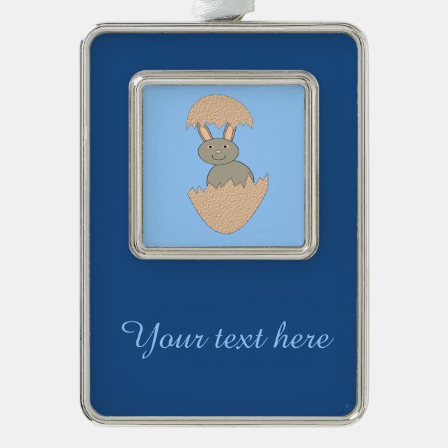 Bunny Hatching from Egg Weird Custom Ornament (Front)