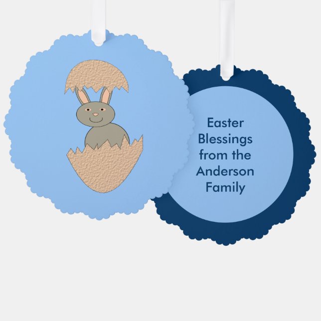 Bunny Hatching from Egg Weird Custom Tree Decoration Card (Front/Back)