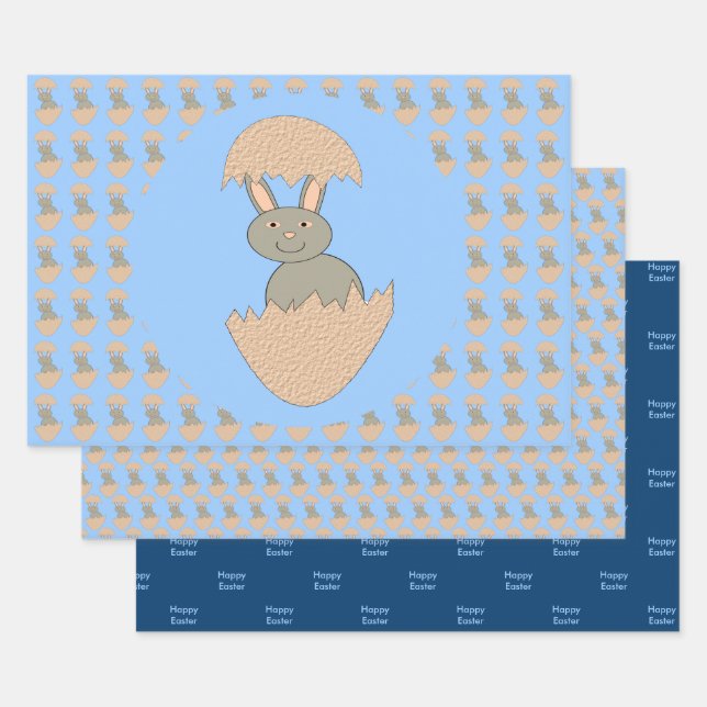 Bunny Hatching from Egg Weird Custom Wrapping Paper Sheet (Set)