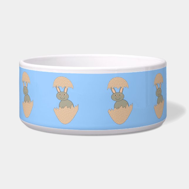 Bunny Hatching from Egg Weird Dog Bowl (Front)