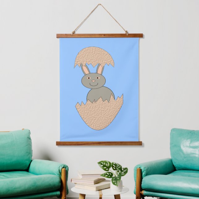 Bunny Hatching from Egg Weird Hanging Tapestry (Living Room)