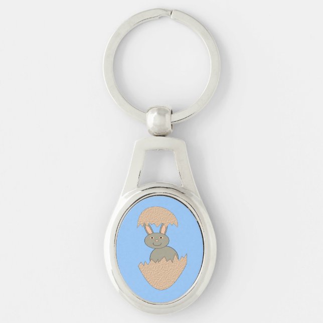Bunny Hatching from Egg Weird Keychain (Front)